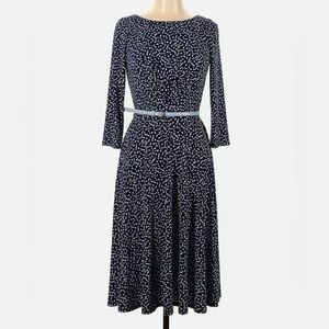 Harper Rose Blue Polka Dot Jersey Dress with Belt